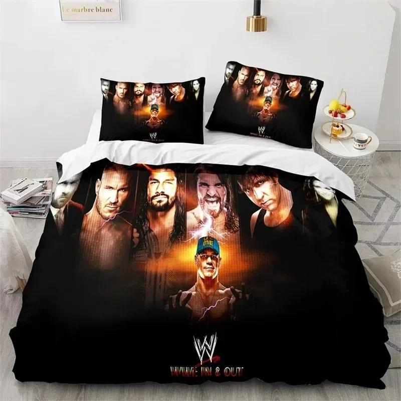 3D-tryck Brottningsspel WWE EAW Sängklädesset, Påslakan Täcke Sängset Örngott, King Queen Twin Storlek Pojkar Flickor