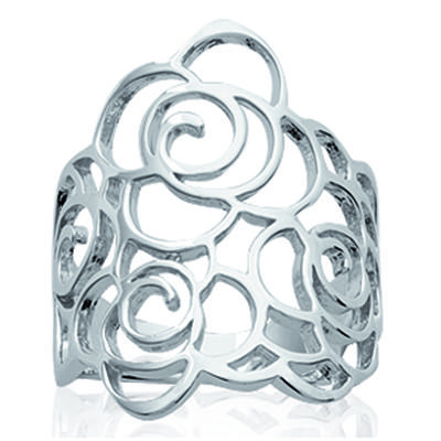 Silberring 'Flora' Silber (rhodiniert) - 26x20 mm