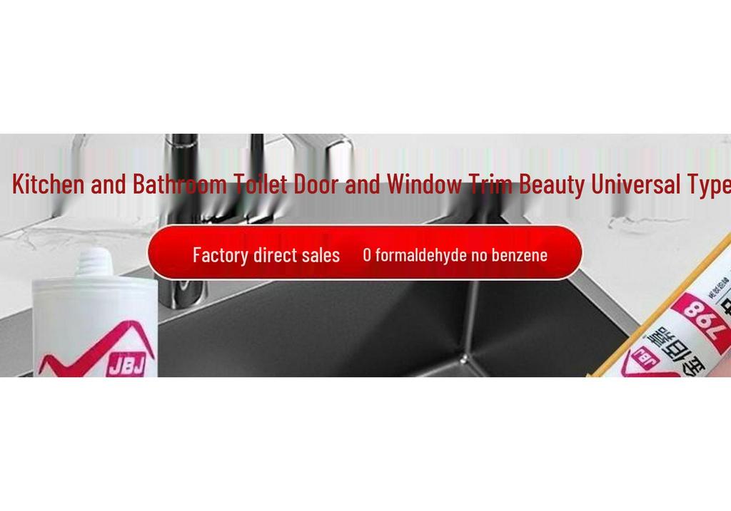 Waterproof Neutral Silicone Sealant, Anti-Mildew, Fast-Drying, Transparent/White for Kitchen, Bathroom, Door, and Window.