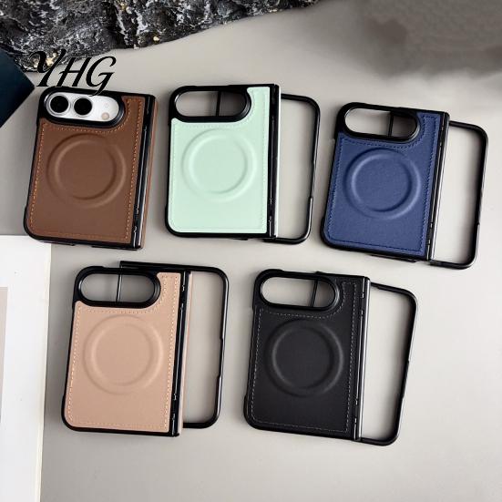 Shockproof Slim Phone Case Magnetic for IPhone 18, Faux Leather Cover with Hinge Durable Anti Fall Protection, Full Body Protective 18 Fold Folding