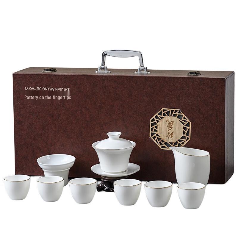 

Yunyan Gilded White Porcelain Gaiwan Tea Set