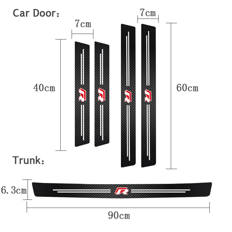 2026 Hot For Volkswagen VW 5Pcs Car Logo Door Sill Threshold Anti-scratch Protector Stickers For VW R-Line GTI Golf 6 7 Polo CC