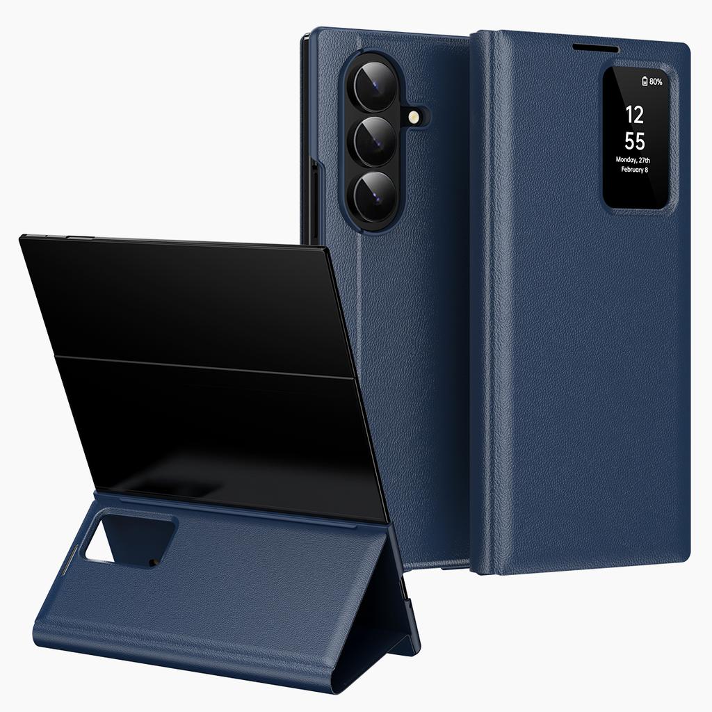 For Samsung Galaxy Z TriFold 5G Case with Card Holder Smart View Window Leather Phone Cover