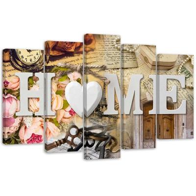 Obraz na plátně z pěti kusů Home Heart Shabby Chic