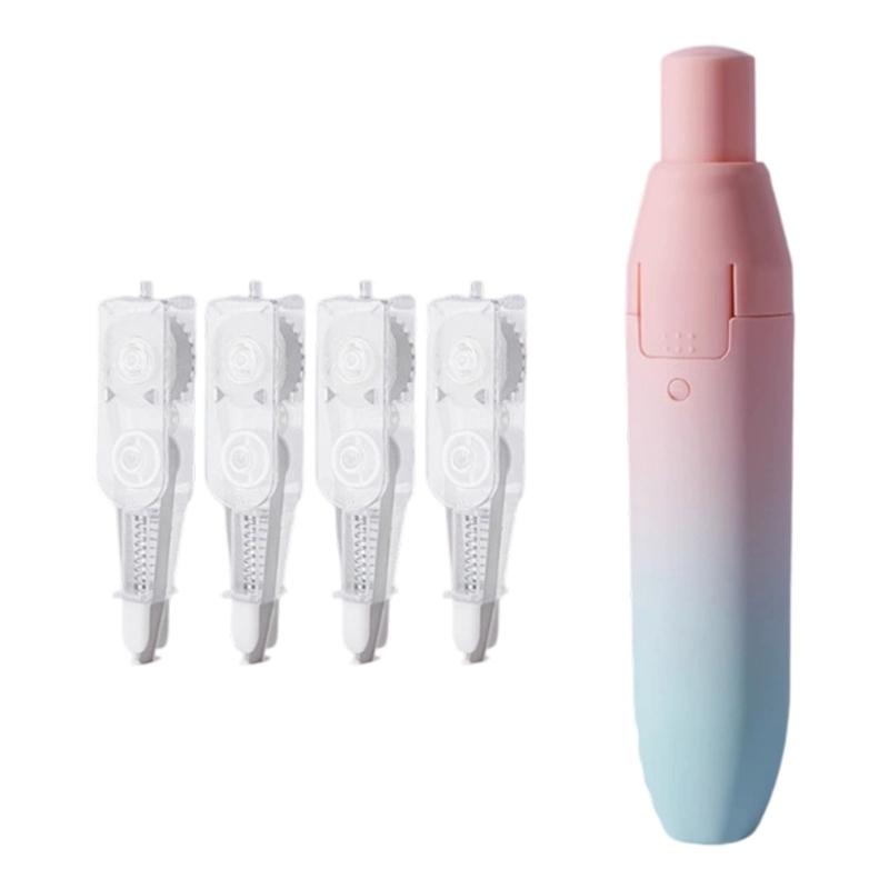4 Refills Retractable Correction Tape Set Featuring Hues and User Plastic Construction