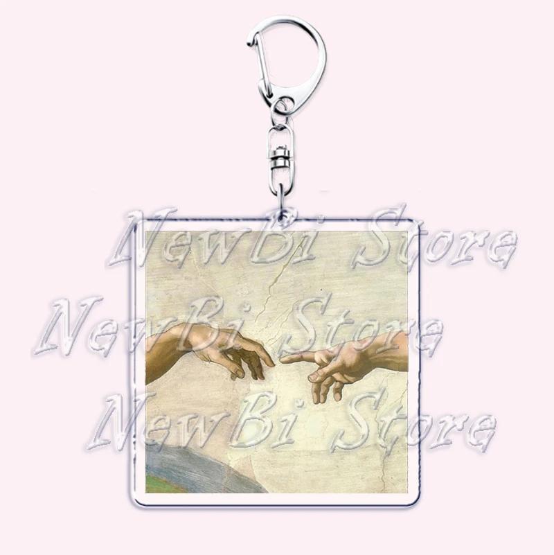 Hot Impressionism Art Keychain for Accessories Bag Van Gogh Monet Mona Lis Oil Painting Pendant Chain Ring Keyring Jewelry Gifts