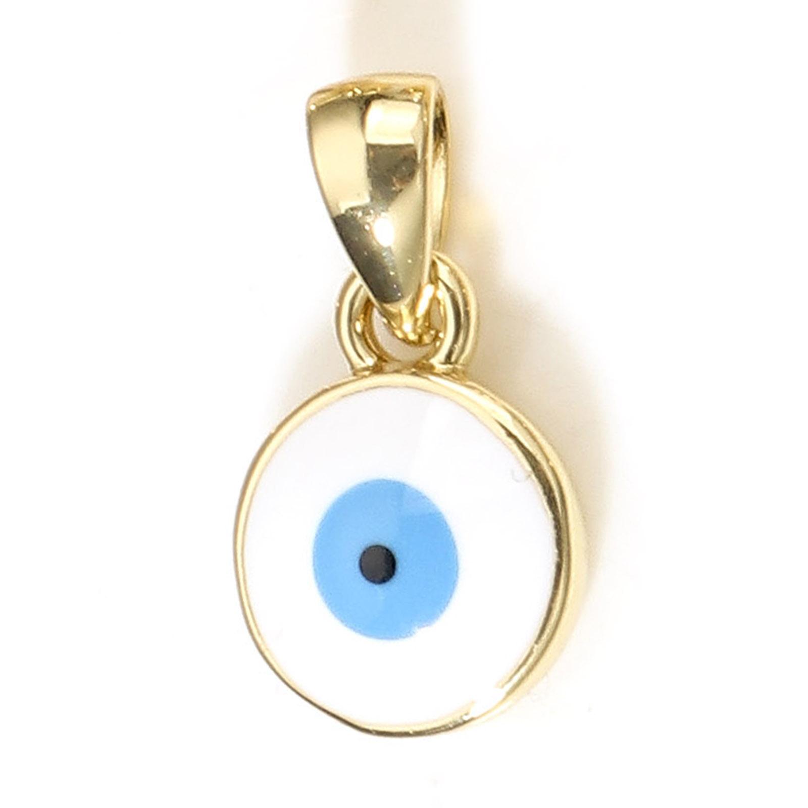 

Copper Religious Charms Gold Color Multicolor Round Evil Eye Enamel Pendants For DIY Jewelry Making 14.5mm x 8mm, 1 Piece білий