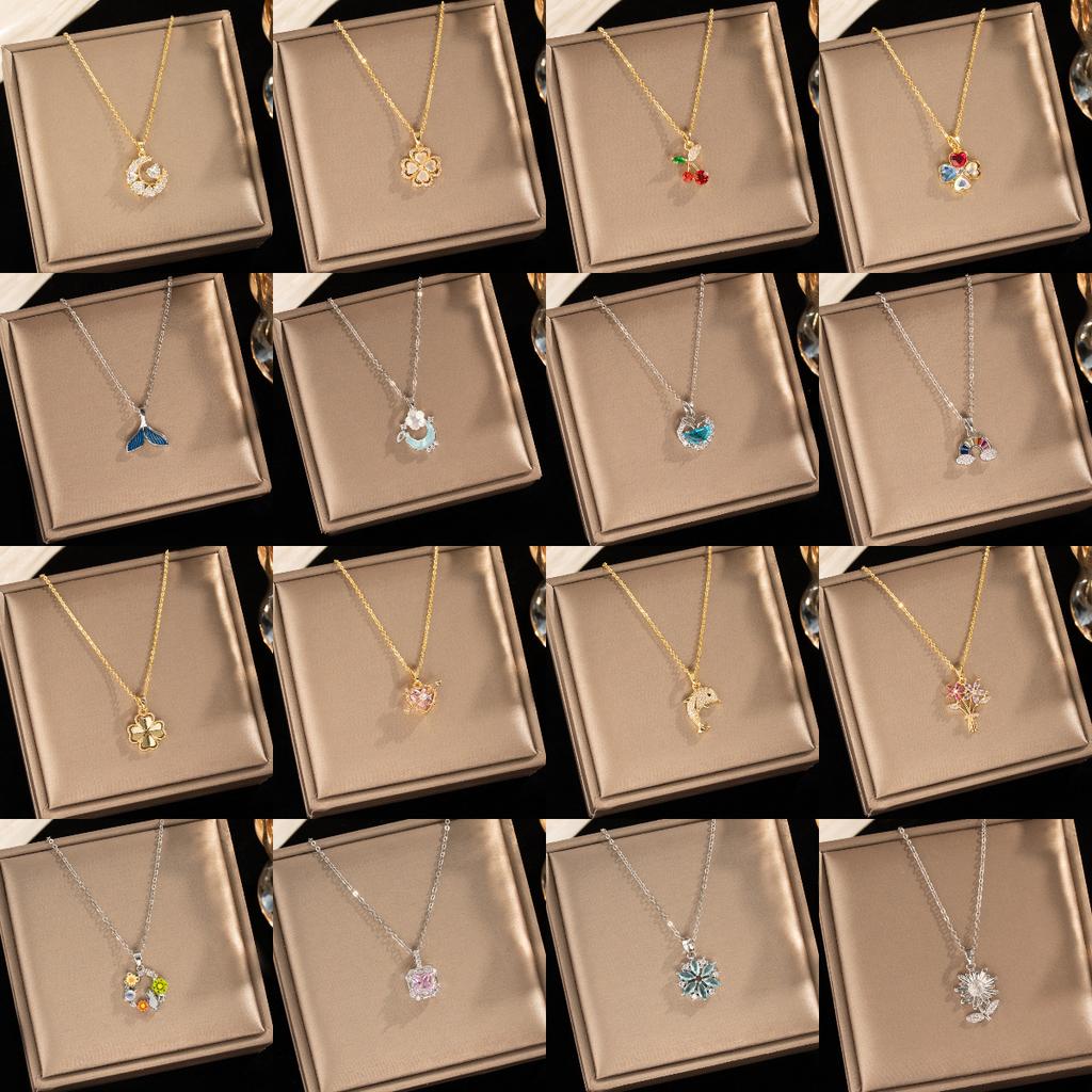 Light Luxury Zircon Full Diamond Choker Necklace Titanium Steel Versatile Minimalist Accessories for Women