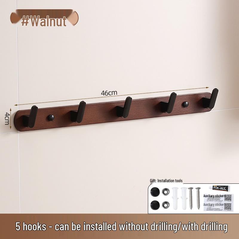 Walnut No-Drill Wall-Mounted Hook – Solid Wood Multi-Purpose Hook for Bedroom, Kitchen, Bathroom, and More.