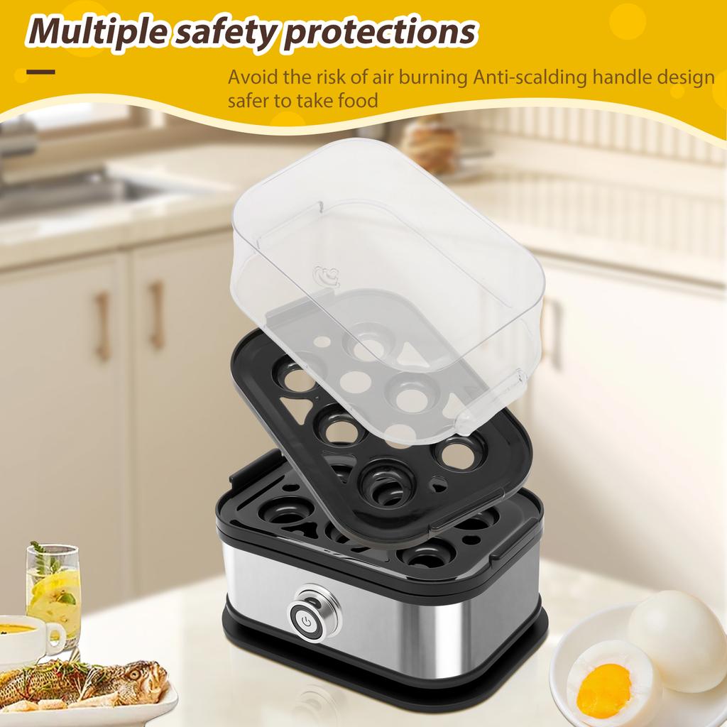 Electric Rapid Egg Cooker Multi-functional Egg Boiler Poacher Steamer with Measuring Cup AU/US 6 Grids Eggs Cooker for Kitchen