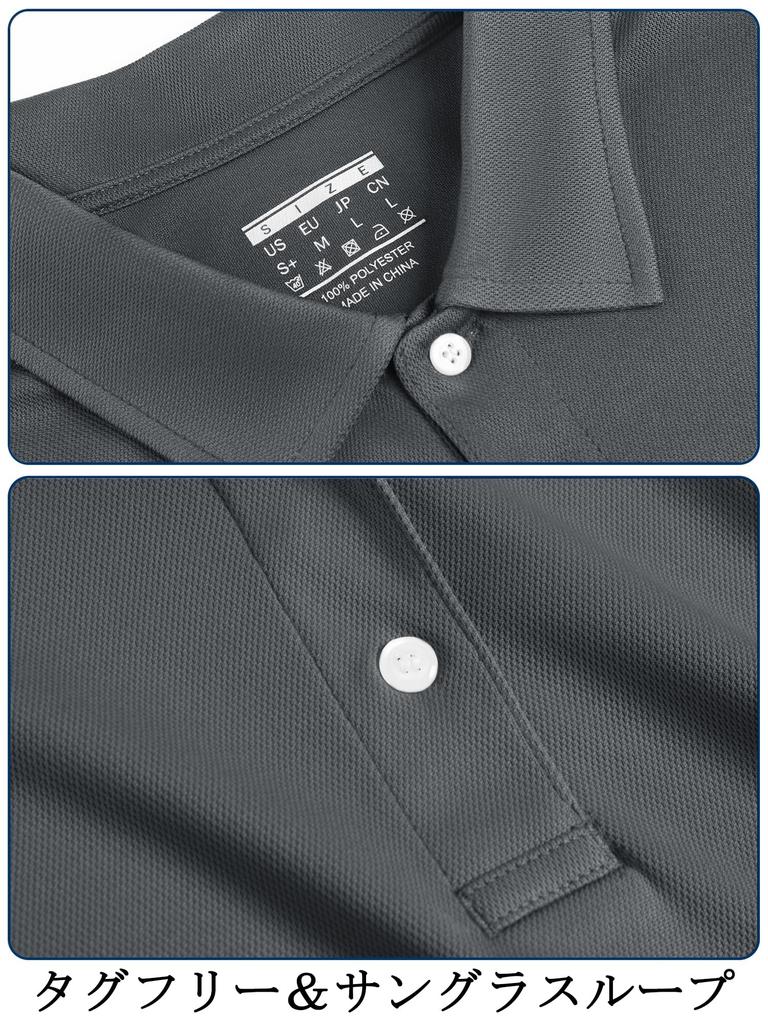 TACVASEN Summer Collared Polo Shirt for and Other Outdoor Short Dark Size M Men's Quick-Drying Golf, Hiking, Activities, Sleeve, Gray,