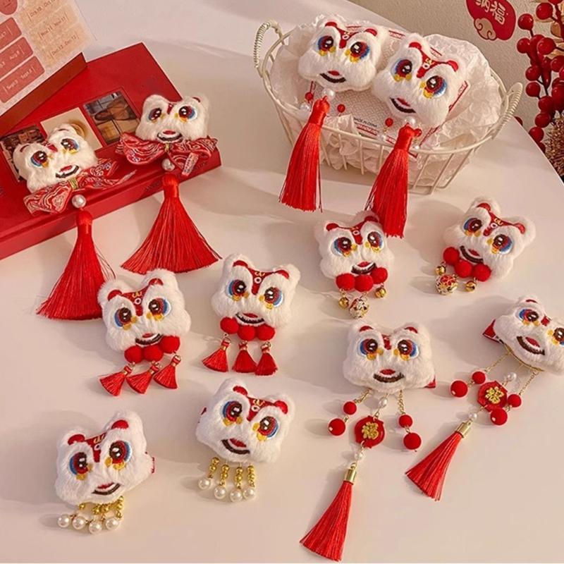 New Year Hair Clip Pearls Side Clip Tassels Pompoms Sweet Bowknot Plush Furry Hairpin Sweet Cool Photo Props