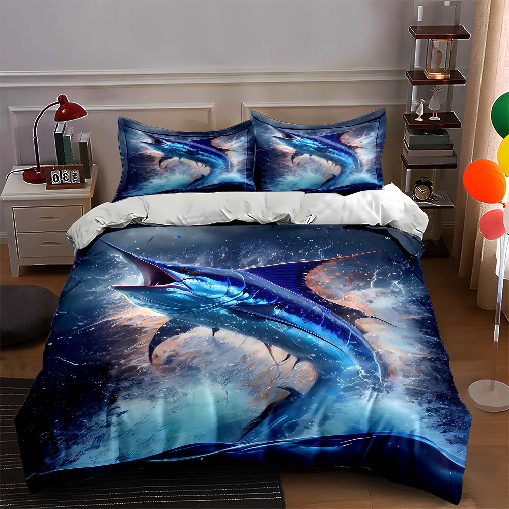 

Leaping blue marlin. Bedding Duvet cover sets Duvet covers Pillowcases gifts (1 * Duvet Cover 2 * Pillowcases, without duvet insert) 135x200cm