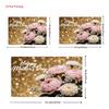 2D Happy Mother's Day Backdrop with Pink Peony and Gold Bokeh Photography Background