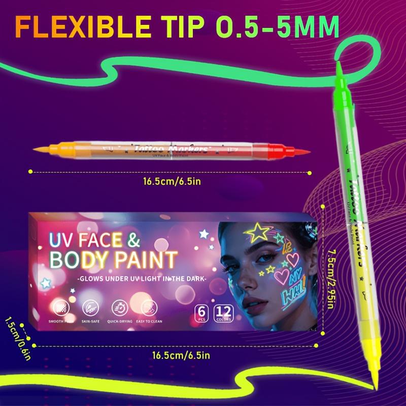 6/10-Pack 12/20 Color Glow-in-the-Dark Markers Set, Creative Light-Up - Graffiti Painting Sticks, Perfect for Stage, Halloween, Carnival