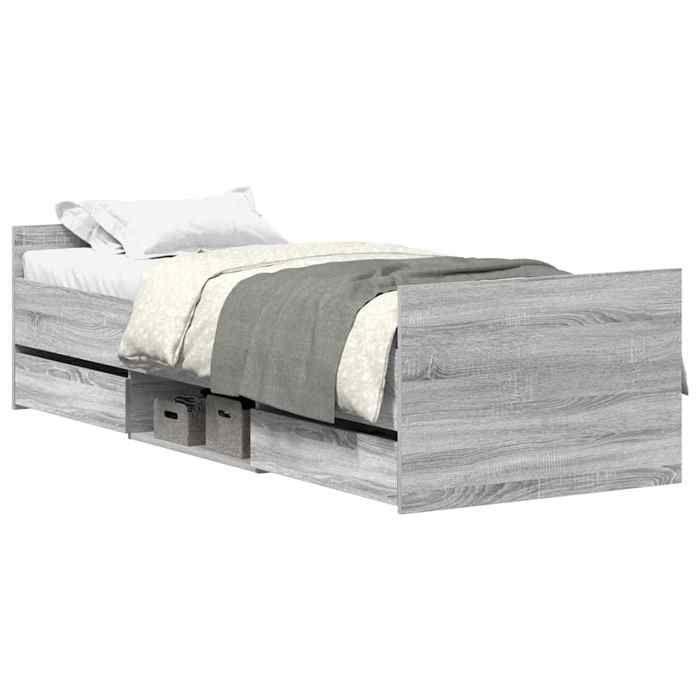 VidaXL Cadre de lit tête de lit et pied de lit gris sonoma 75x190 cm 3203822