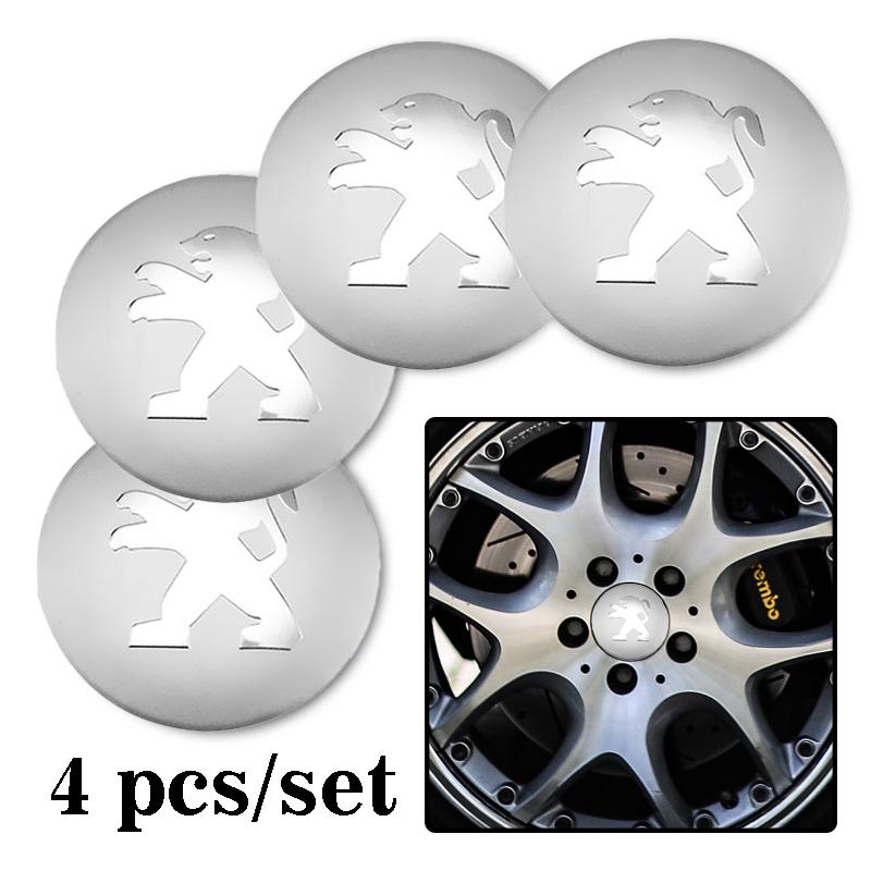 4Pcs Car Emblem Wheel Hub Center Cap Sticker Rim Badge Cover For Peugeot 407R 408 5008 4008 607 106 307 2008 3008 206 508 207 208