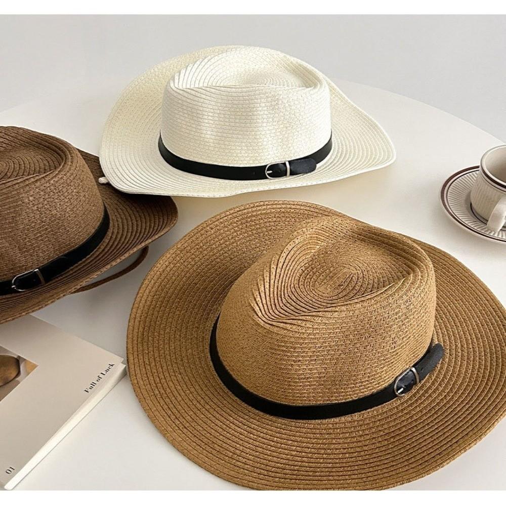 Breathable Sun Hat Wide Brim Jazz Hat Fashion Straw Cap  Summer Travel
