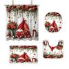4pcs Valentine's Day Pink Romantic Love Gnome Print Bathroom Set 180x180 Waterproof Shower Curtain Floor Mat U-shaped Toilet Mat