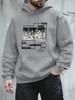 Japanese-style Men's Landmark Print Hoodie, Unisex Streetwear Style, Soft and Comfortable Hooded Pullover for Autumn and Winter.