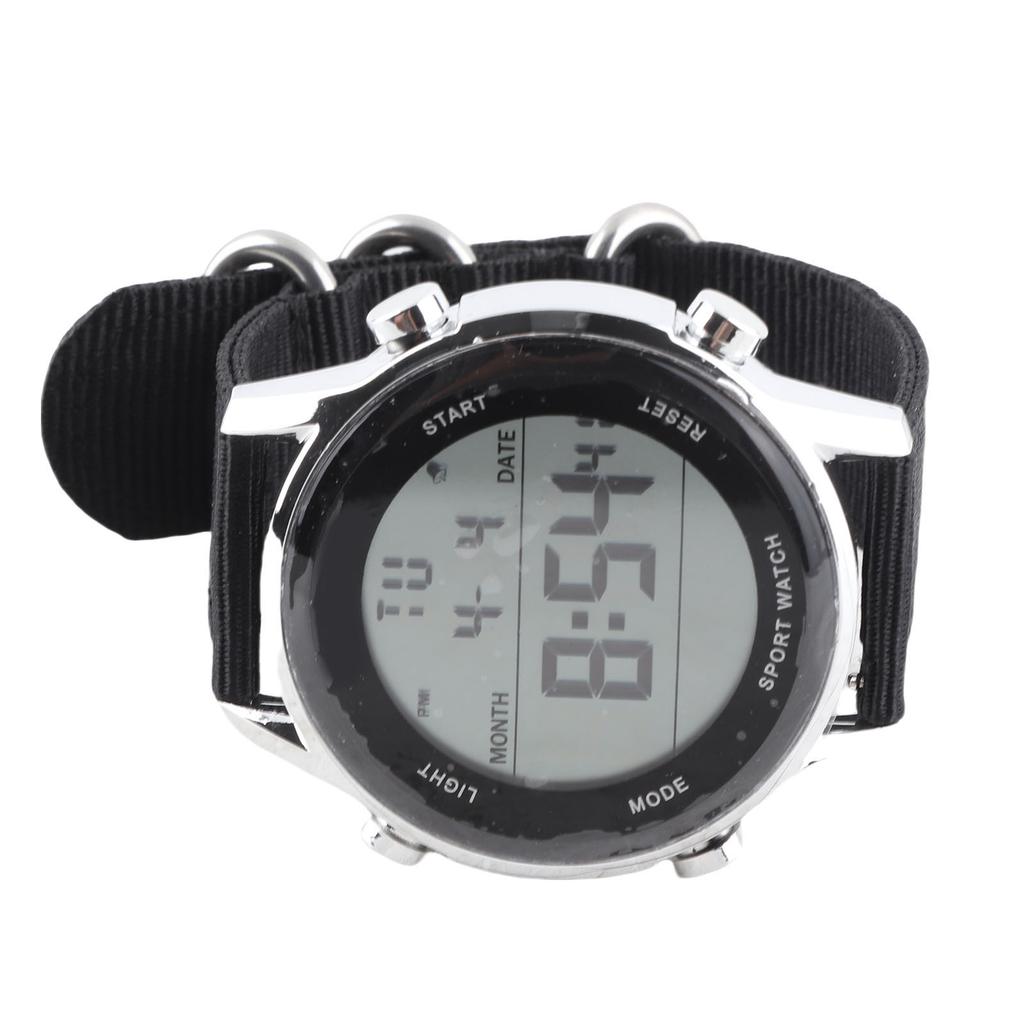 Men Digital Sports Watch Rainproof Alarm Countdown Dual Time Zone Nylon Strap Digital Watch with Stopwatch for Outdoor