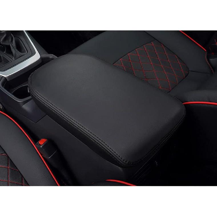 INTGET Center Console Armrest Cover for 2025 Toyota RAV4 Accessories 2024 2023 2022 2021 2020 2019 Leather Middle Console Lid Cover Pad Protector