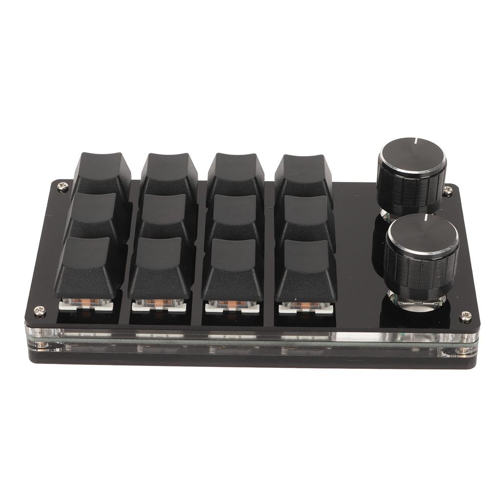 Mini 12 Key Keypad with 2 Knob Blue Switch DIY Programmable Wired Connection Plug and Play One Handed Mechanical