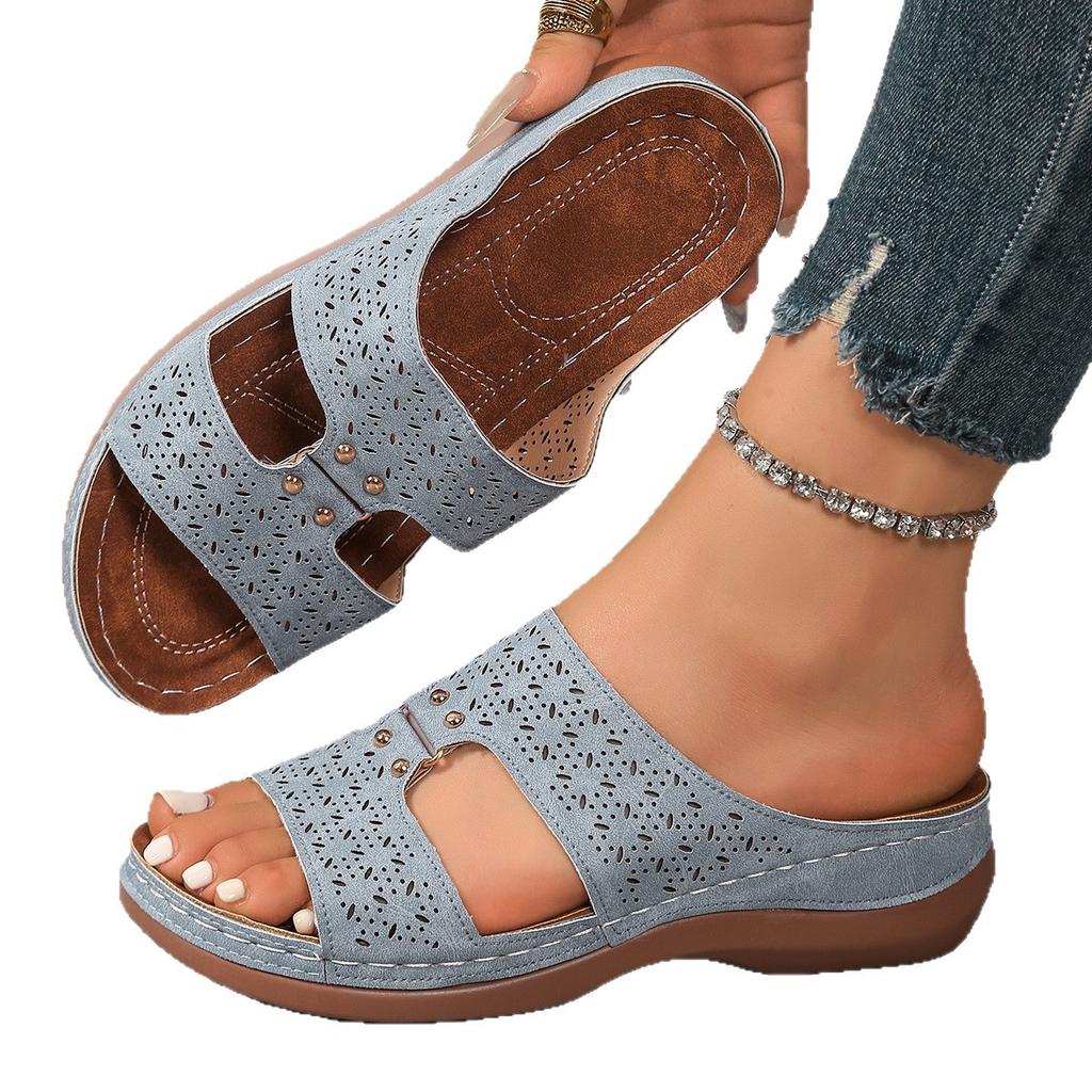 Summer thick-soled slippers large size casual fish mouth I-shaped thick-soled beach slippers