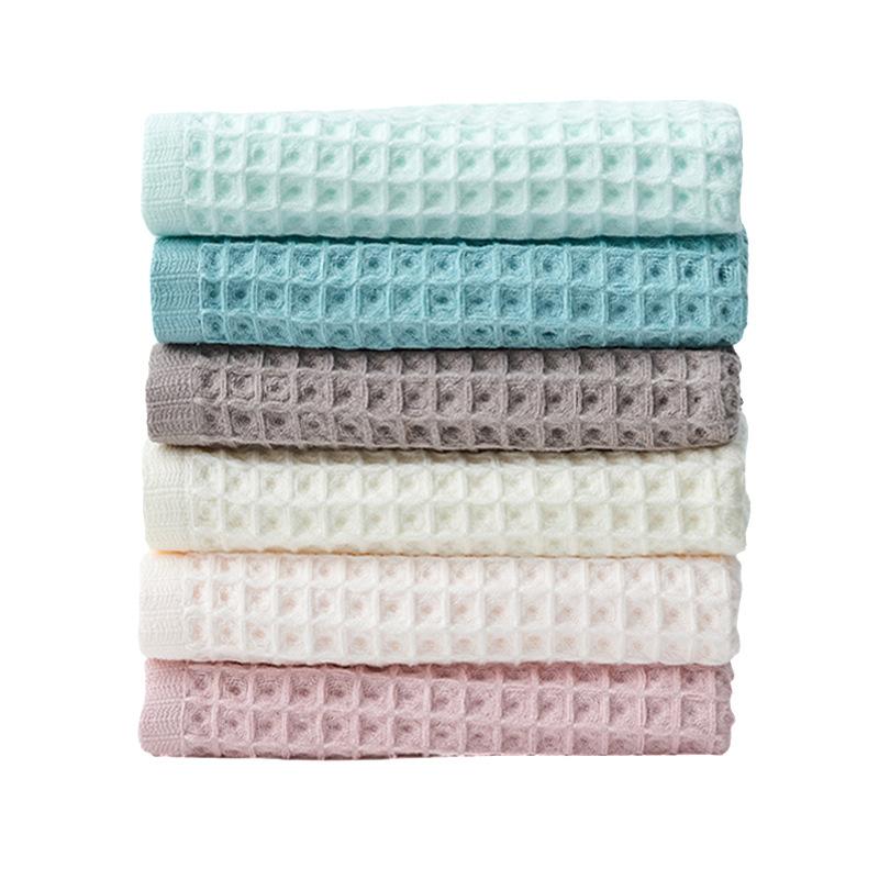 Pure Cotton Waffle Japan Style Towel Plain Cotton Face Towel Absorb Water and Easy To Dry Adult Towel Durable Durable