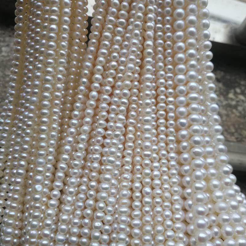 

Natural freshwater pearls with full holes2/3/4mm White near-round egg-shaped loose beads DIY Earrings, necklaces, bracelets, accessories about2.8-3.5mm