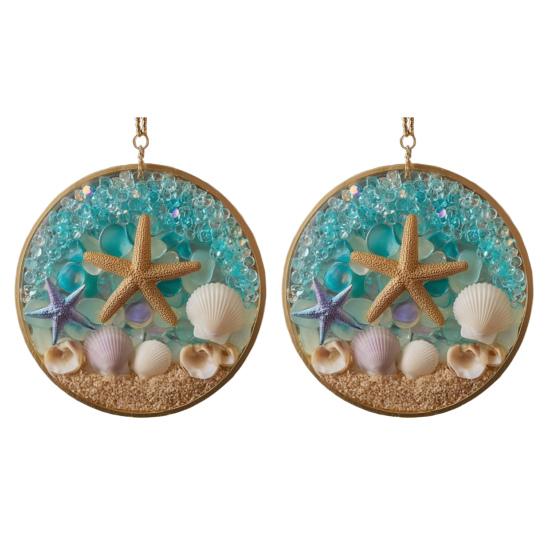 Starfish & Shell Hanging Ornament Acrylic Coastal-Themed Decor for Christmas Tree