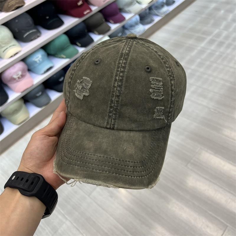 New Worn Hole Washed Deep Hat Versatile Old Casual Dome Women's Soft Top Baseball Cap