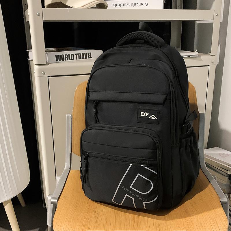 High value trendy cool letter backpack couple contrasting colors simple and lightweight travel mountaineering backpack