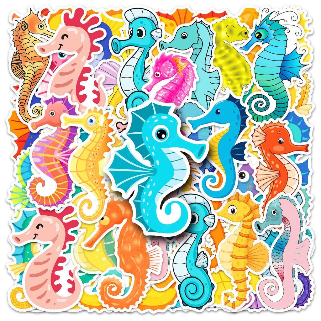 50 Seahorse Cartoon Stickers: Creative DIY Diary & Phone Case Decor, Waterproof