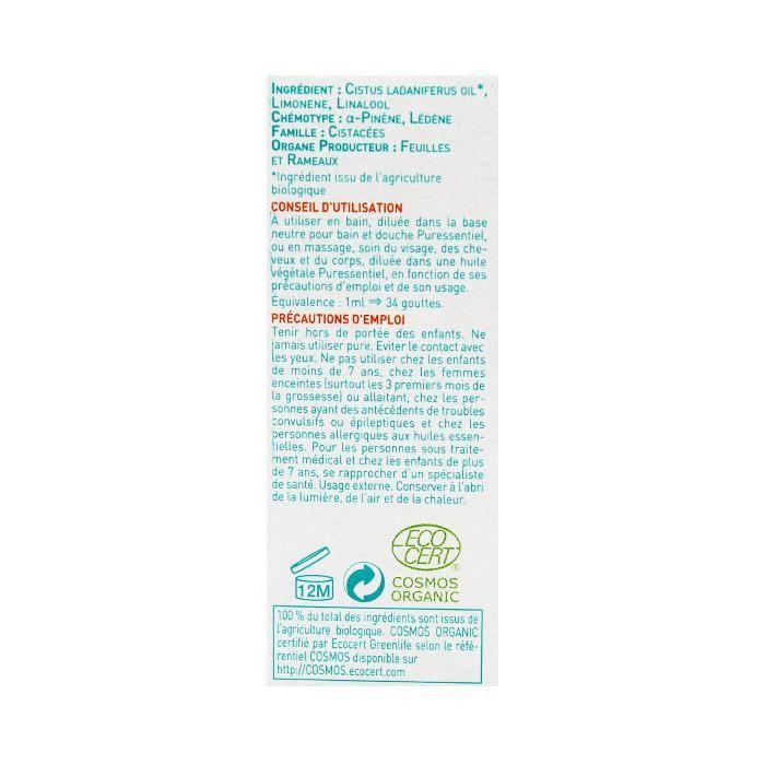 Puressentiel Huile Essentielle Ciste Ladanifère Bio 5ml