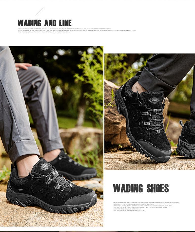 Men's Lightweight Non-slip Breathable Cowhide Hiking Shoes for Autumn and Winter