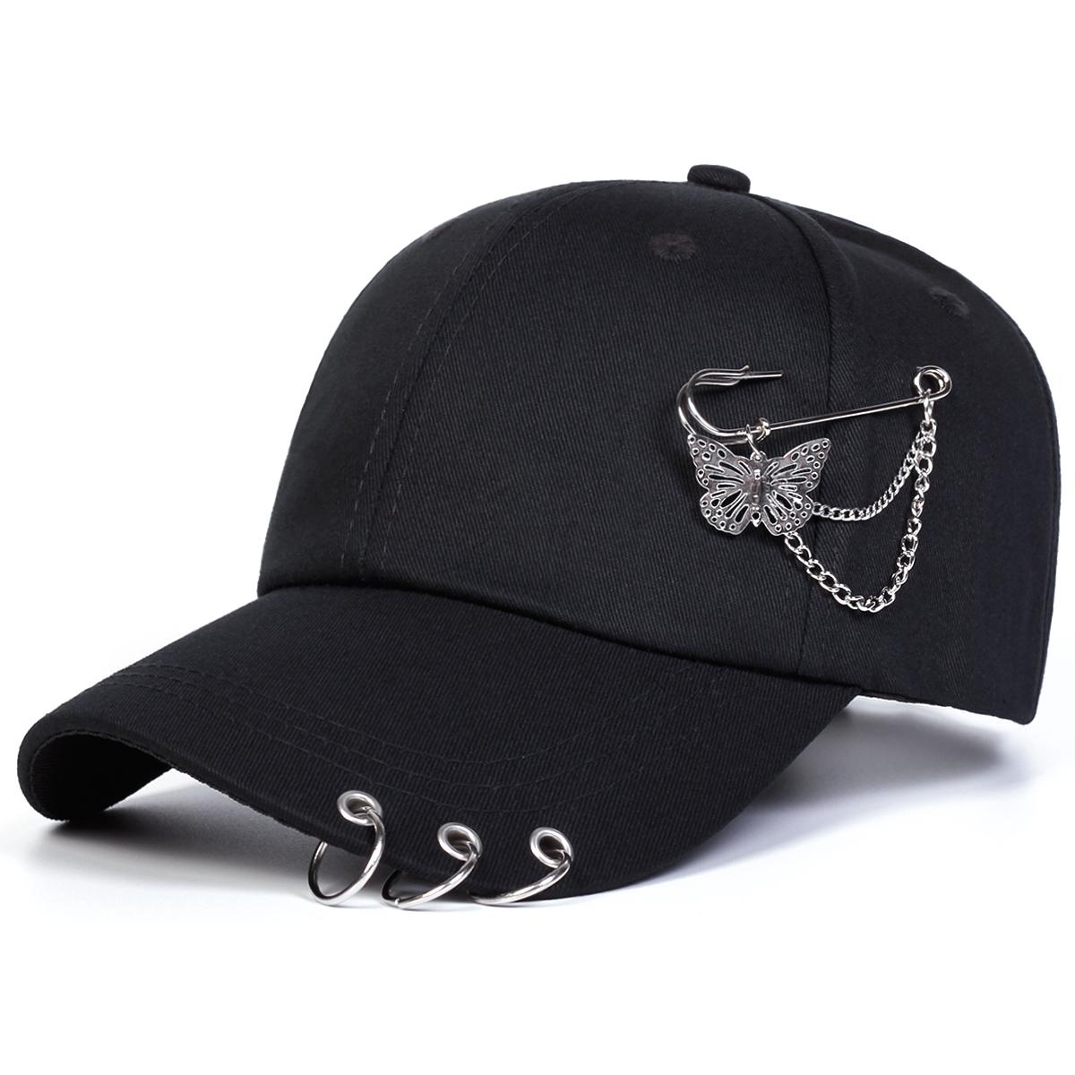 

Butterfly Chain Pin Baseball Cap Fashionable and Cute Women s Hat Outdoor Leisure Travel Hats Sun Caps чёрный