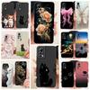 Fashion Painting Phone Case For Infinix Note 11 11s 11 Pro X697 X663 X698 Funda Soft Matte Silicone Bow Pattern Cartoon Cat Capa