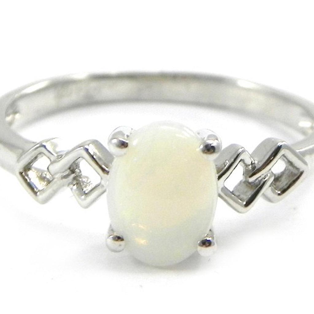 Silver Ring 'Goddess Opal' White Silver (rhodium) - 6x9 Mm