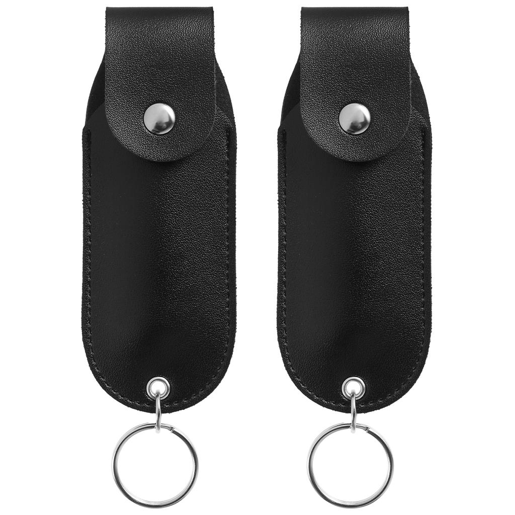 PU Pepper Spray Pouch Black Portable Self Defense Spray Leather Holder Mini Keychain for Women Ladies Security 1/2Pcs
