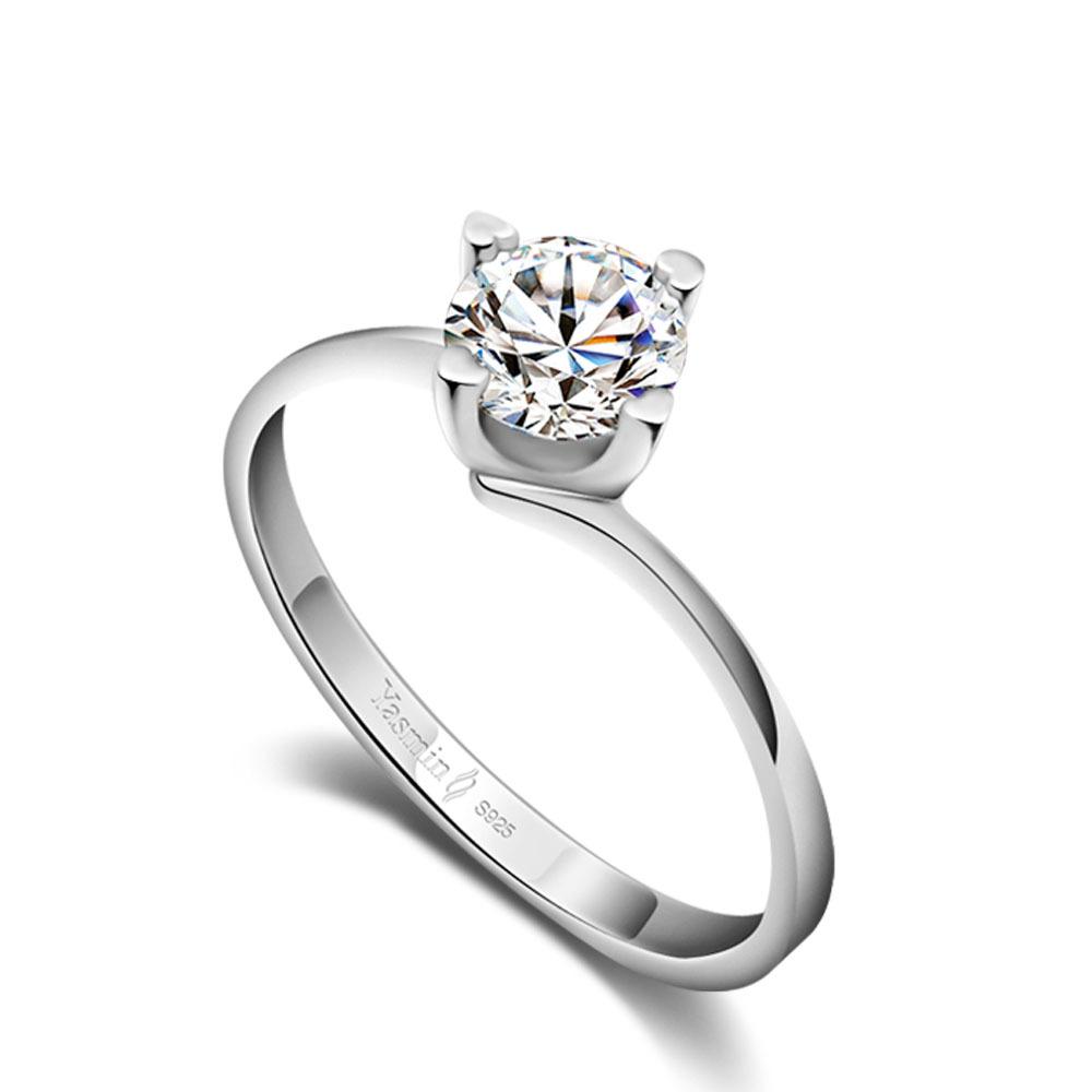 Imitation Diamond Ring Women'S Temperament Thick Rhodium Gold Plated 5A Zircon Ring Simple Ring Gift