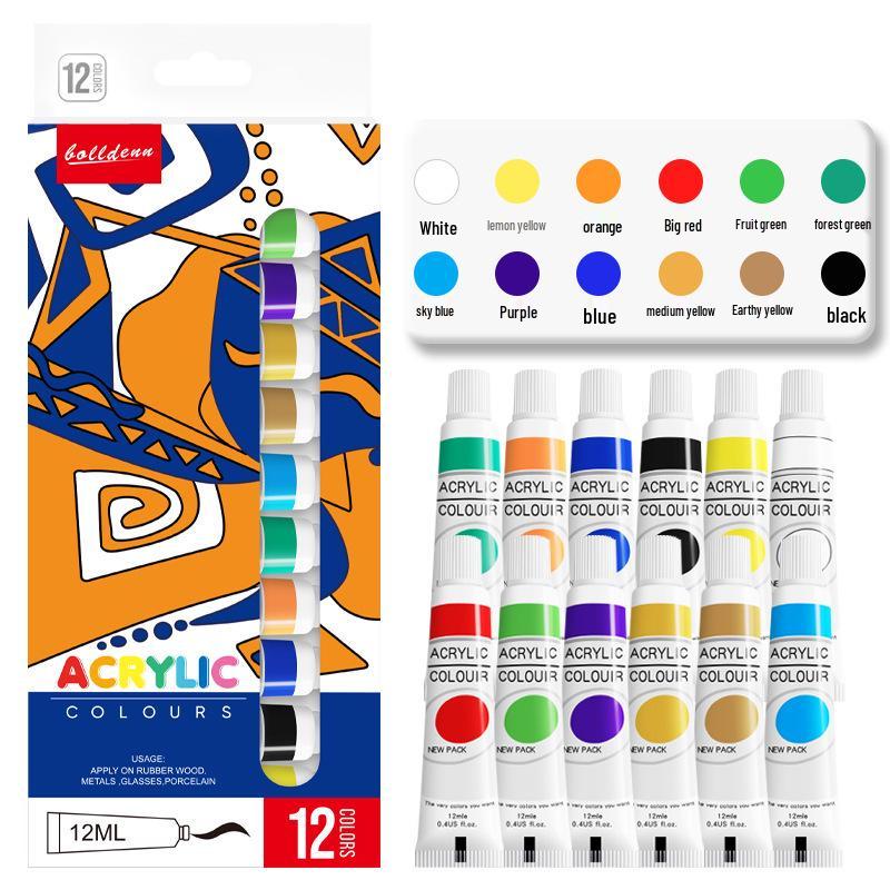 12ml Acrylic Paint Set: 12 Color Tubes for Children s DIY Painting, Boxed.