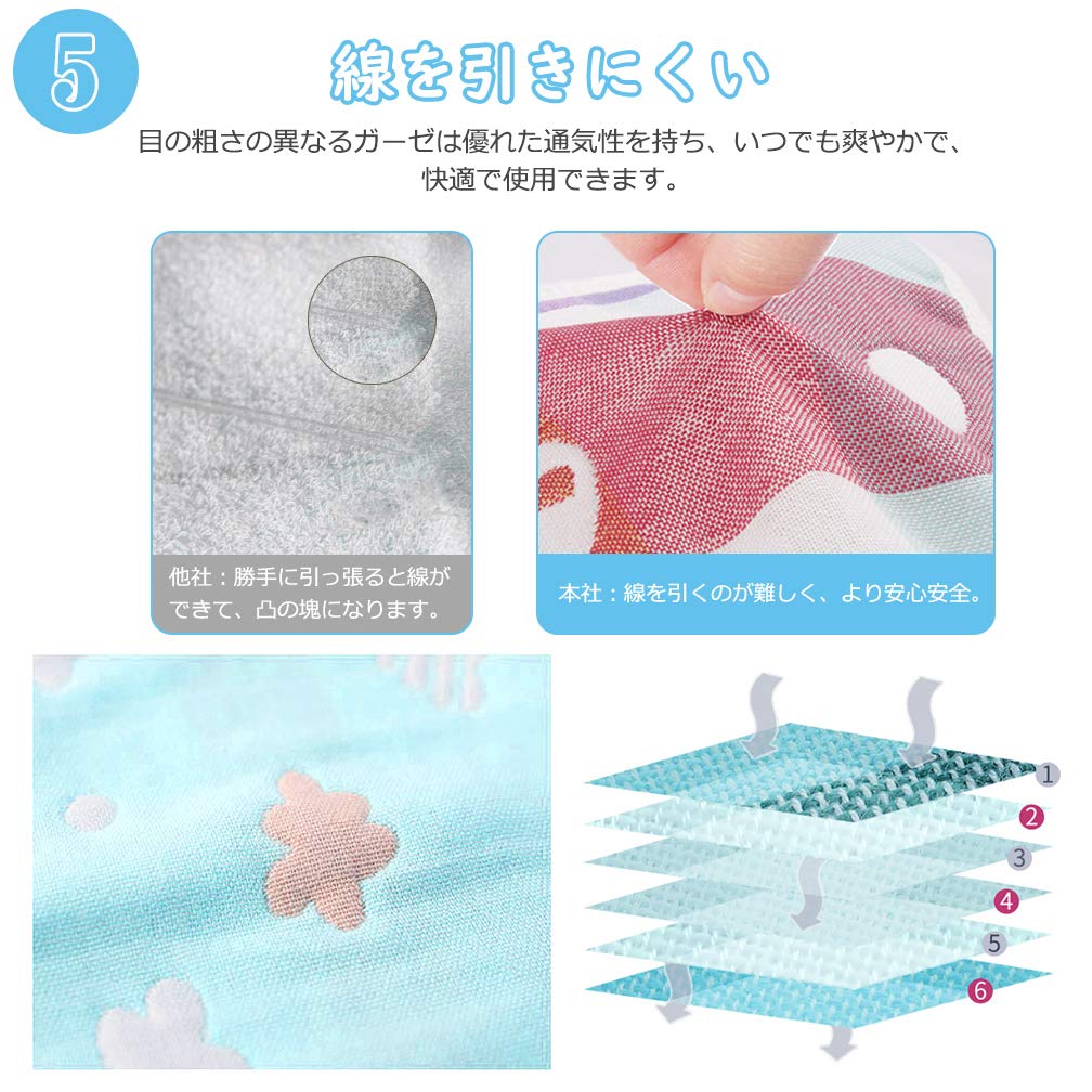 Set mit 7 Mullwindeln Baby Babygesicht Wendbar Hand Neugeborenes Babyparty Geschenk Taschentücher, Handtücher, Lätzchen, Kinderhandtücher, Handtücher, 100% Baumwolle, Sechslagig