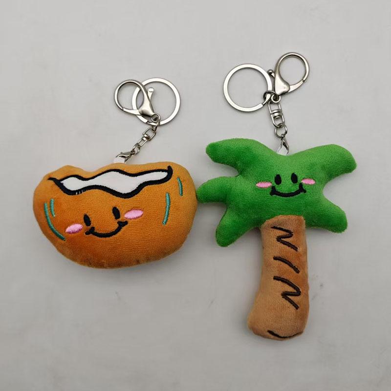 Cartoon Coconut Tree Plush Keychain: Cute Stuffed Animal Backpack Pendant & Creative Accessory.