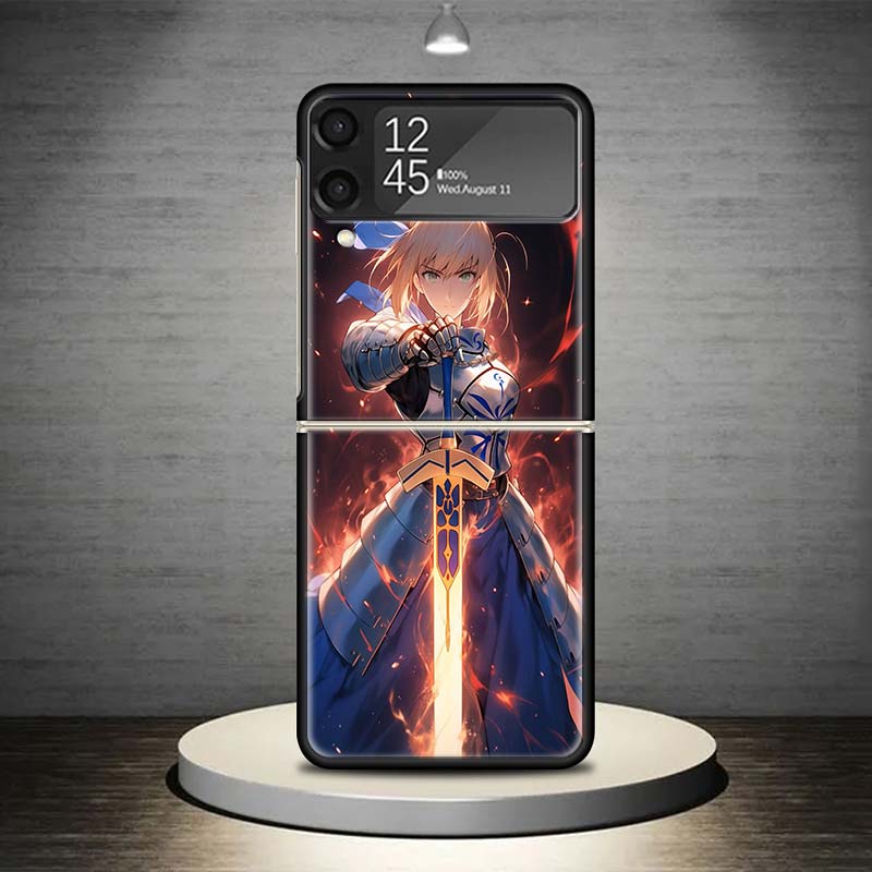 Fate Zero Stay Night Saber Phone Case For Samsung Galaxy Z Flip 7 6 5 4 3 5G Shockproof Cover Z Flip7 Flip6 ZFlip5 Flip3 Flip4 L