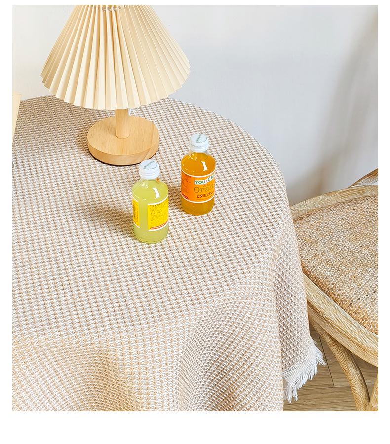 Boho Cotton Linen Tassel Tablecloth for Round Coffee & Dining Tables