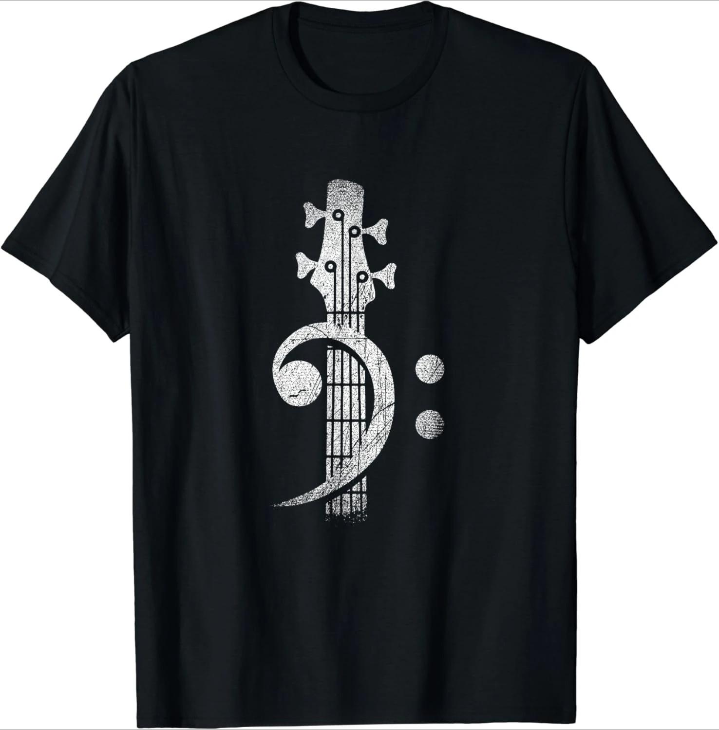 Cleff Guitar Headstock Bass T-shirt, Music Gift Printed T-shirt, Summer T-shirt, Fashion T-shirt.women Clothing Fashion Y2K T... S разноцветный