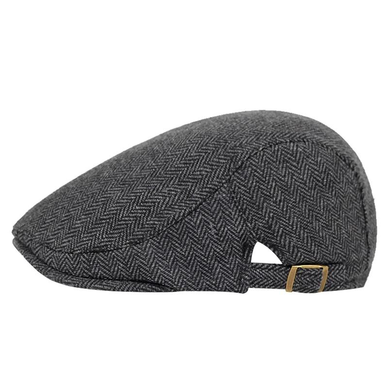 

Cotton Lattice Male Beret Vintage Flat Male Beret Vintage Flat Cap Boinas Berets Headwear Men s Hats темно-сірий колір