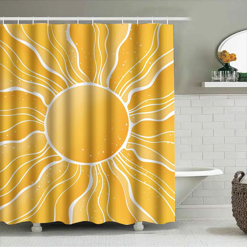 Yellow Sun Shower Curtain Home Decoration Waterproof Bath Mat Cover Bathroom Decorative Printing Curtains For Kids