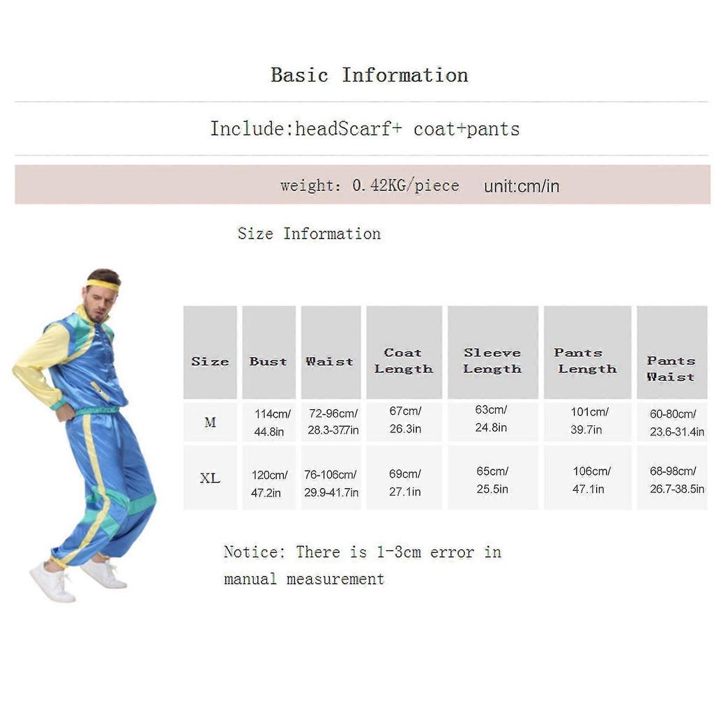 Erwachsenen 70er 80er Shell-Anzug Kostüm, 80er Trainingsanzug Jacke und Hose Set
